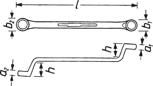 Produktbild HAZET Doppel-Ringschlüssel 630-30X32 ∙ Aussen Doppel-Sechskant Profil ∙ 30 x 32 mm (30 mm, 32 mm)