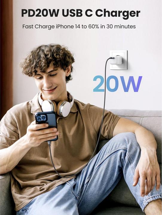 Productafbeelding Ugreen Nexode Mini 20W PD GaN Tech Charger Wit (20 W)