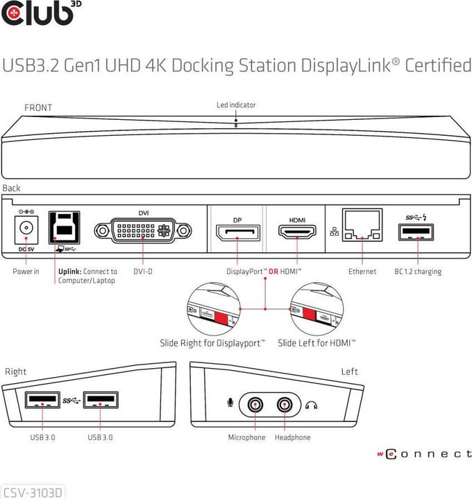 Produktbild Club 3D Csv-3103d (USB-B, 9 Ports)
