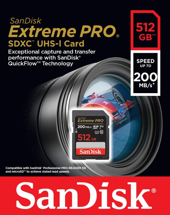 Produktbild SanDisk Extreme PRO UHS-I V30 (512 GB, SDXC, U3, UHS-I)