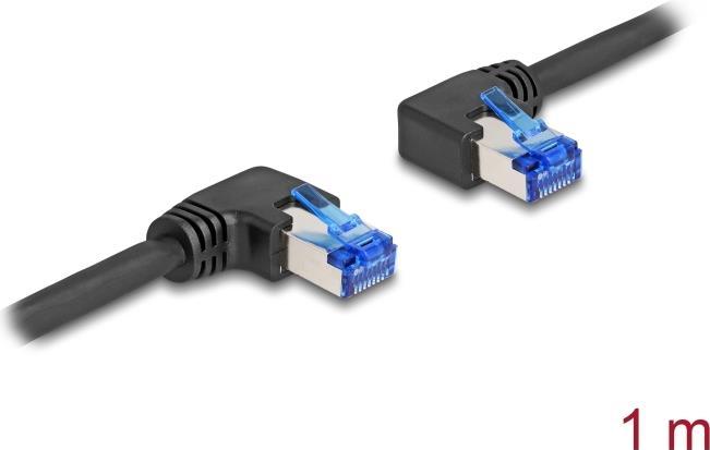 Image du produit Delock Câble réseau RJ45 Cat.6A S/FTP coudé droite / gauche (S/FTP, CAT6a, 1 m)