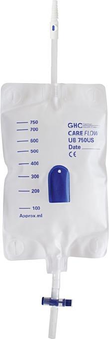 Immagine prodotto GHC Sacca per urina CAREFLOW 750ml 10cm valvola di ritorno T-drain non sterile 10 pz.