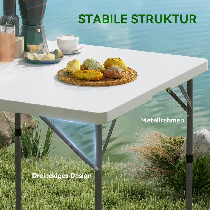 Actual product image Swisshandel24 Picknicktisch, Klappbarer Campingtisch, in zwei Höhen einstellbar, Weiss