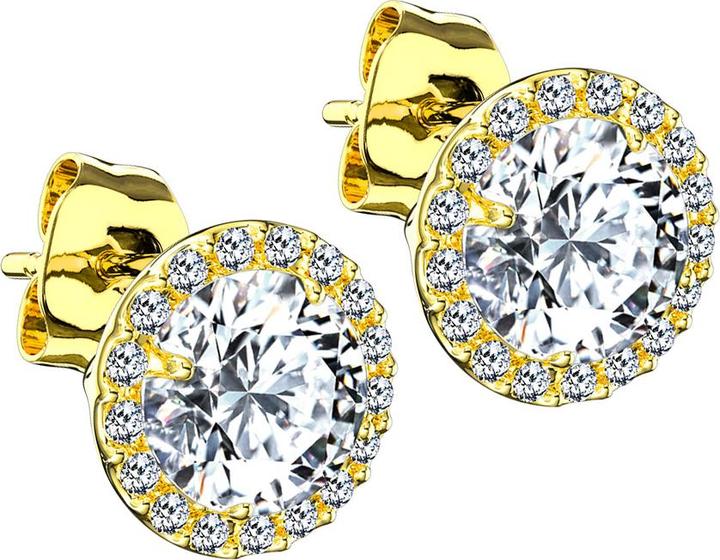Immagine prodotto Star Piercing Orecchini pendenti placcati in oro 14k con bordo di cristallo e cristallo centrale (senza ottone, Argento 925)