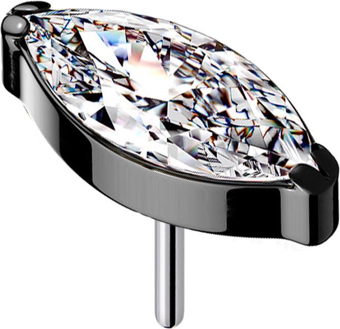 Immagine prodotto Star Piercing Threadless nero con cristallo ovale argento (senza ottone, Titanio G23)