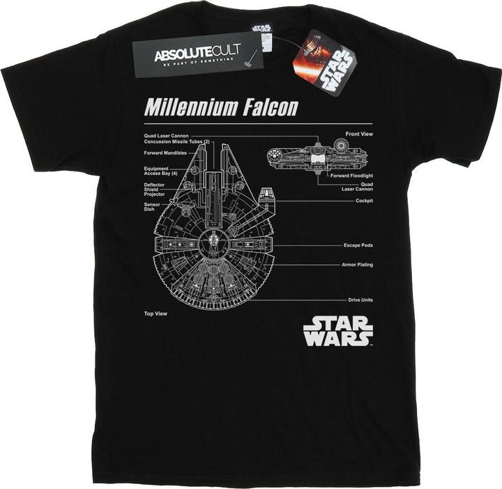 Immagine prodotto Star Wars Millennium Falcon Blueprint Maglietta Ragazzi (140, 146)