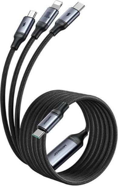 Image du produit Joyroom Cable Speedy USB SA21-1T3, 3 in 1/ 30W/Cable 1.2m (black) (1.20 m)