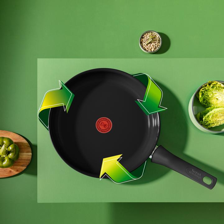 Actual product image Tefal Pan set + saucepan set / frying pan Renew Black On 24cm + 28cm (24 cm, Frying pan, Pan set + pot set, Cast aluminium, Ceramic)