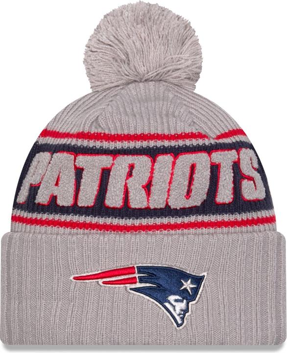 New Era NFL Sideline Winter Mütze New England Patriots Grau