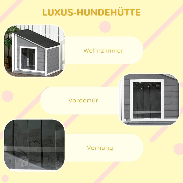 Produktbild PawHut Hundehütte mit zu öffnendem Schrägasphaltdach (Hundehütte)