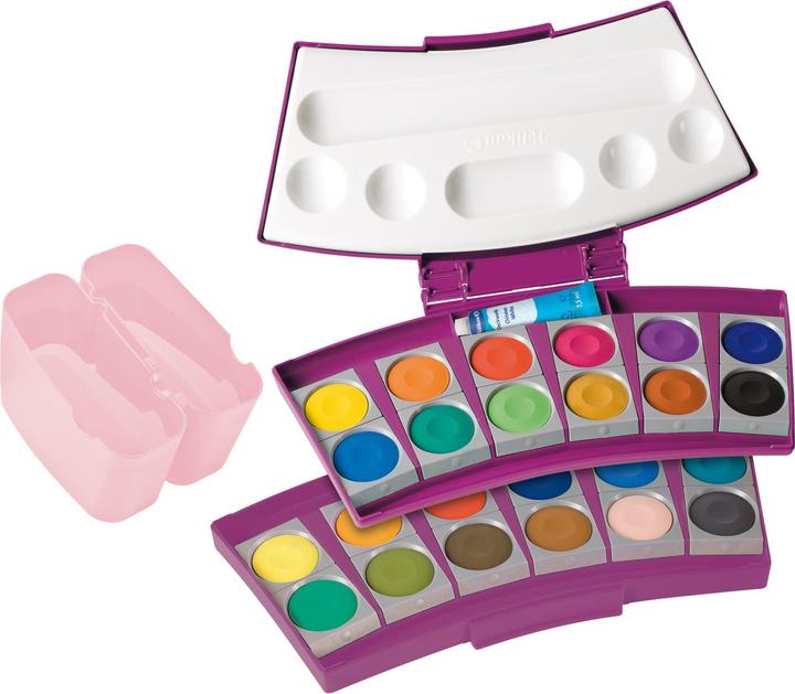 Actual product image Pelikan Opaque paint box ProColor 735, 24 colours, berry/pink (Berry, Rose, 24 ml)