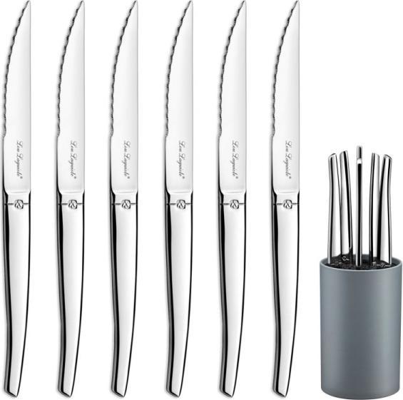 Actual product image Amefa JET - 6-pc steak knives in grey block - mirror (6 Piece, Knife)