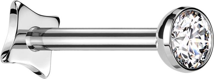 Produktbild Star Piercing Micro Threadless Labret Eckig silber Halbkugel silber Kristall silber (Titan G23, ohne Messing)