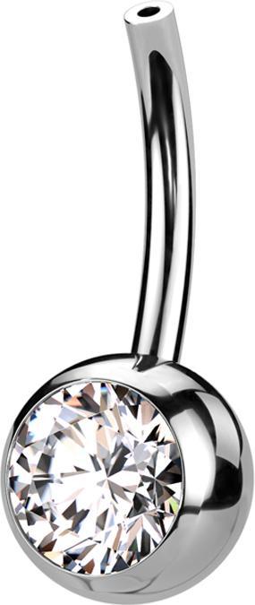 Actual product image Star Piercing Threadless banana stick silver with ball crystal silver (without brass, Titanium G23)