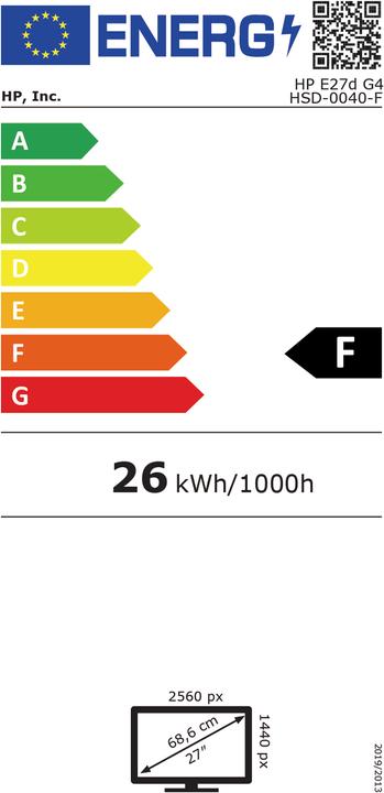 Energy Label HP E27d G4 (2560 x 1440 pixels, 27")