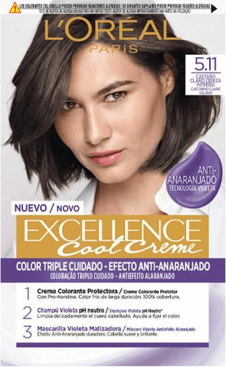 Image du produit L'Oréal Paris EXCELLENCE COOL encre crème #5.11-castaño claro ceniza inten (5.11-castaño claro ceniza inten)