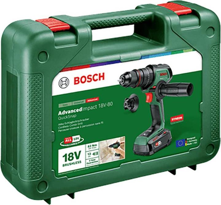 Actual product image Bosch Home & Garden Cordless impact drill AdvancedImpact 18V-80 QuickSnap, 1 x battery PBA 18V 2.5Ah (Rechargeable battery operated)