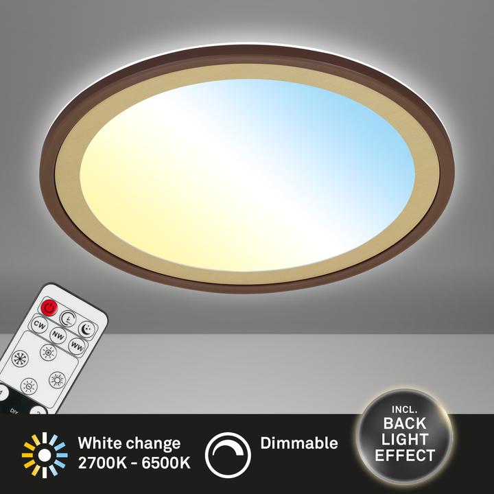 Image du produit Briloner Panneau LED CCT ultraplat avec rétroéclairage LED, brun-or, 1xLED/22W (3000 lm)