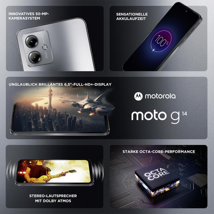 Actual product image Motorola Moto G14 (128 GB, Steel grey, 6.50", Dual SIM, 50 Mpx, 4G)