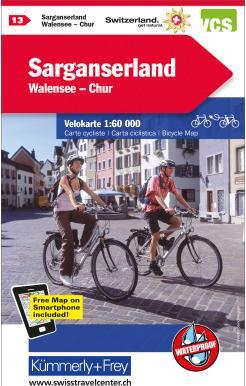 Actual product image Velokarte 1:60'000 259024133 Sarganserland-Walensee-Chur (French, English, 2021)