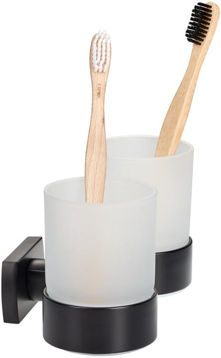 Image du produit Biasca Porte-verre noir mat, double (19 x 10.5 x 9.5 cm)