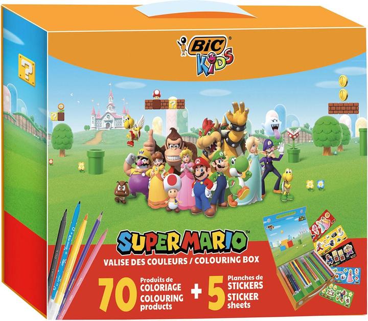 Immagine prodotto Bic Valigetta dei colori di Super Mario per bambini, 70 pezzi.
