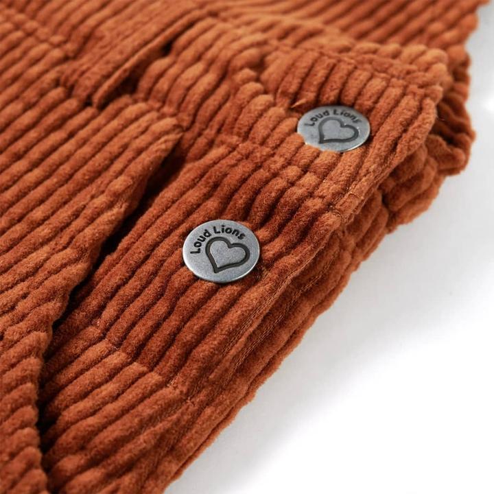 Actual product image VidaXL Children's dungaree dress corduroy cognac 104,Material: 100 (104)