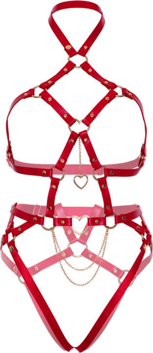Image du produit Leg Avenue Harnais en cuir végétalien avec rivets en forme d'anneau de coeur (S)