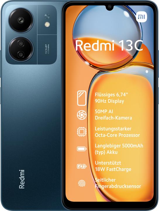 Actual product image Xiaomi Redmi 13C (128 GB, Blue, 6.74", Dual SIM, 50 Mpx, 4G)