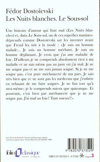 Image du produit Les nuits blanches (Français, Dostoïevski Fédor, 1989)