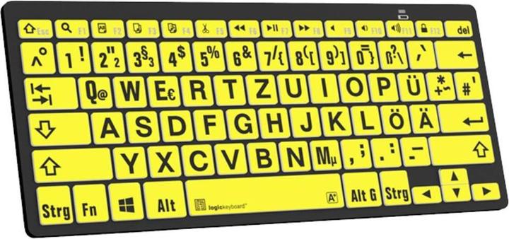 Actual product image Logickeyboard XL-Print Black on Yellow dt. (PC/BT) (DE, Cable)