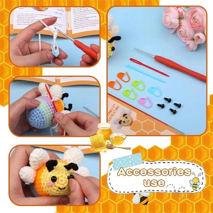 Produktbild Activity Board Little Bee Häkel-Set für Anfänger mit Video-Tutorial Baumwolle stricken Garn Garn Kunststoff Nadeln