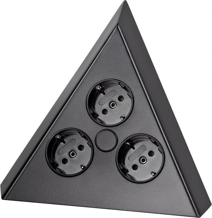Thebo Hoekcontactdooselement TOGO 3f wandcontactdoos, zwart, 2m