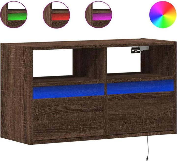 Immagine prodotto VidaXL Mobile TV Parete attrezzata Lavagna sospesa Illuminazione LED effetto rovere marrone