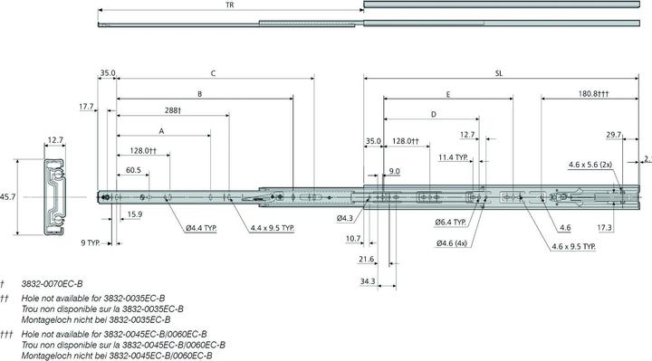 Immagine prodotto Accuride Guide a estrazione totale su cuscinetti a sfera 3832EC (B) con funzione di autochiusura e