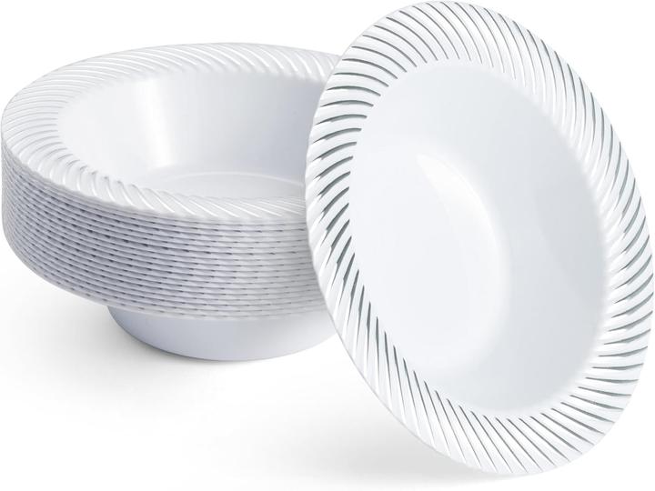 Image du produit Matana Plastikteller mit Silbernem Rand (100 Stück) (100 x)