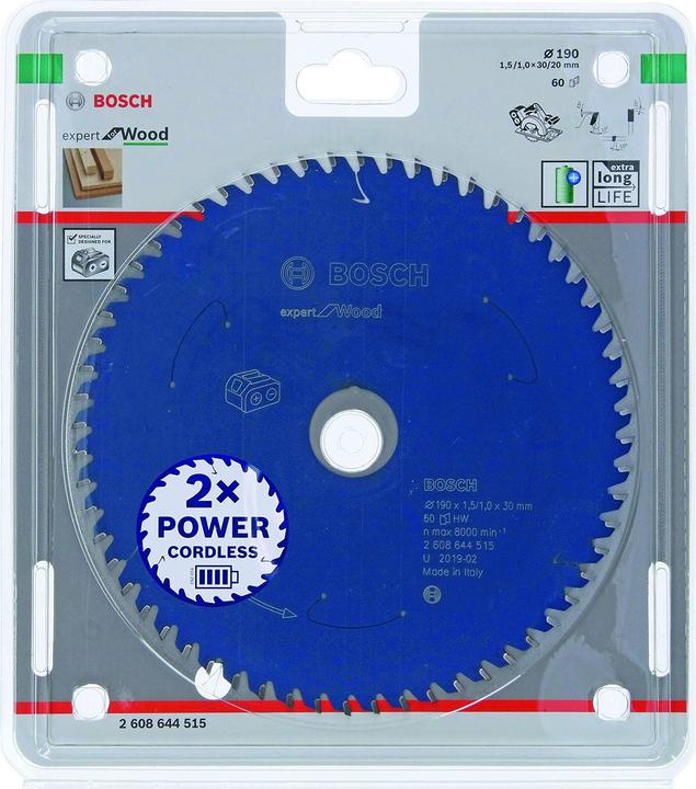 Actual product image Bosch Professional Zubehör Cordless circular saw blade Expert for Wood, 190 x 1.5/1 x 30, 60 teeth