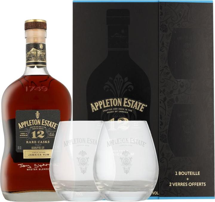 Actual product image Wray & Nephew Appleton Estate 12 Years + 2 Glasses 43% Vol. 0,7l