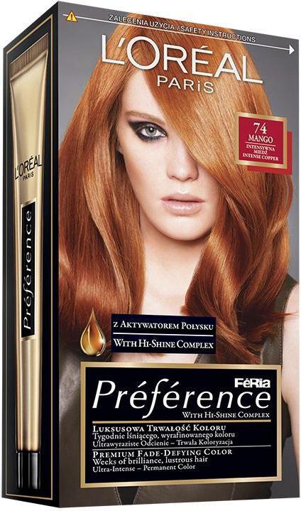 Actual product image L'Oréal Paris L'Oréal Feria Preference Hair Dye 74 Mango Intense Copper (74 Mango Intensive Copper)