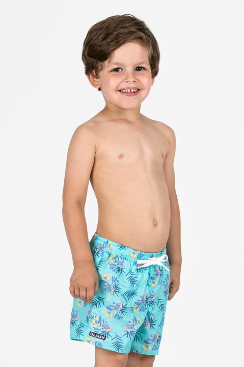 Actual product image Olaian Boardshorts Jungen 100 Palm türkis (5, 6)