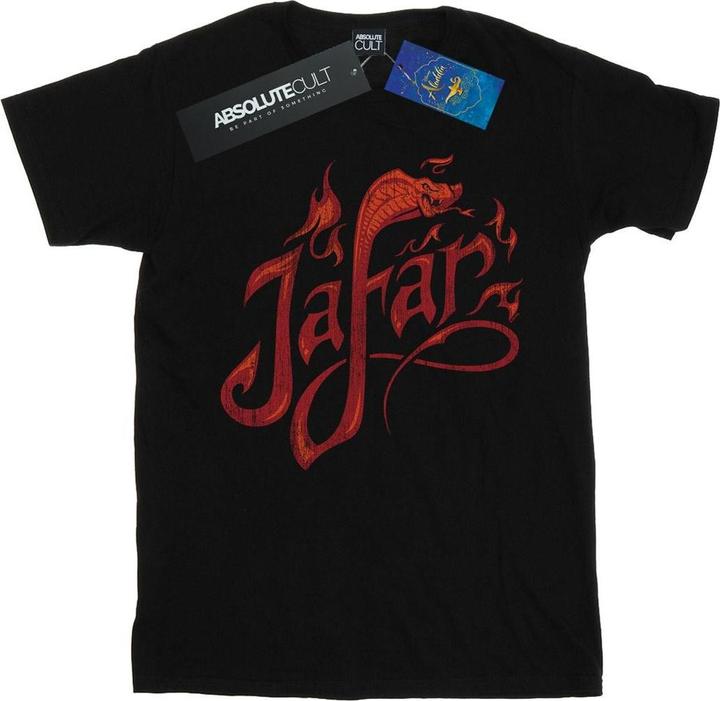 Actual product image Disney Womens/Ladies Aladdin Movie Jafar Flames Logo Cotton Boyfriend T-Shirt (4XL)
