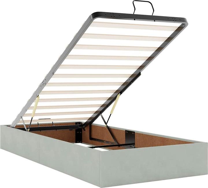 Produktbild VidaXL Ottoman-Bett mit Matratze Hellgrau 90x200 cm Samt (90 x 200 cm)
