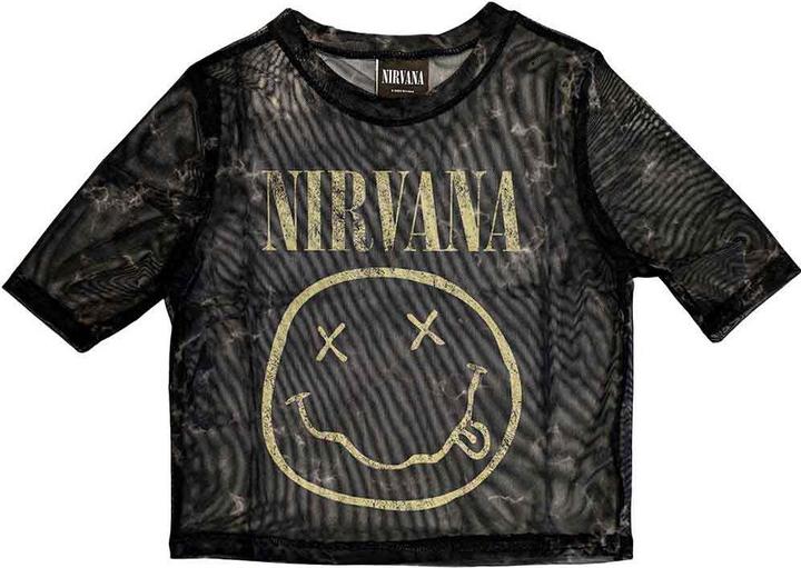 Nirvana Yellow Happy Face Crop Top (Girlie)