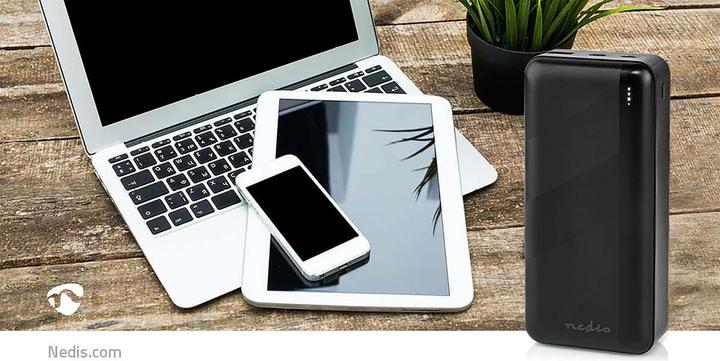 Produktbild Nedis powerbank | 32000 mAh | 2.4 / 3.0 / 3.25 A | Anzahl der Ausgänge: 2 | Ausgangsanschluss: 1x US (32000 mAh, 65 W, 65 Wh)