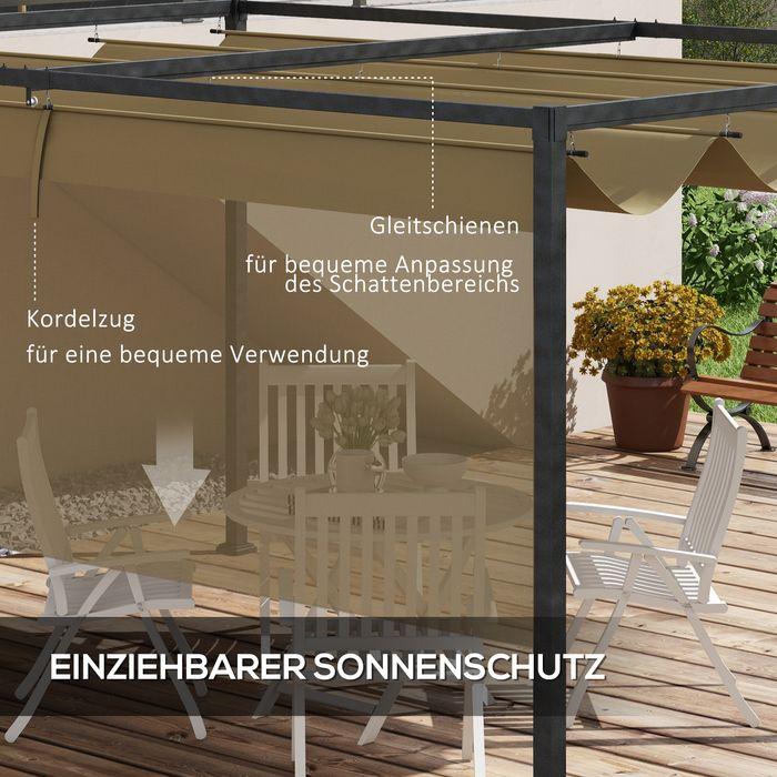 Produktbild Swisshandel24 Pergola 3x2m, mit verstellbares Dach, Freistehend, Sonnenschutz, Khaki (298 cm, 213 cm)