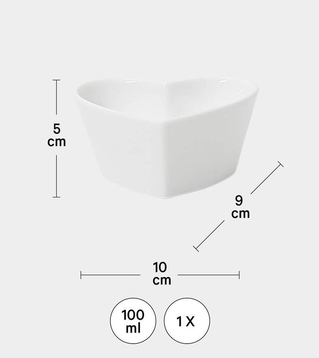 Produktbild Schale, Herzform weiss, 10x9x5cm (1 l, 1 x)