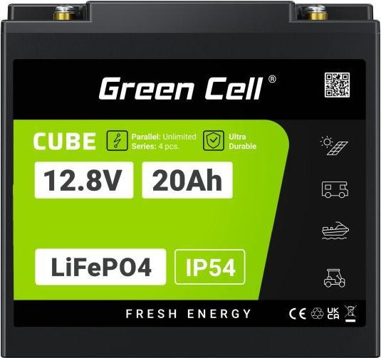 Image du produit GreenCell Green Cell CUBE LiFePO4 battery 20Ah 12.8V 256Wh lithium iron phosphate battery for tractor, lawn mo (12.80 V, 20 Ah)