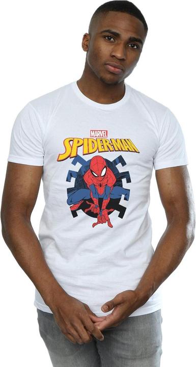 Actual product image Mens Spider-Man Web Shooting Emblem Logo T-Shirt (L)