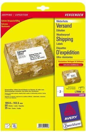 Actual product image Avery Versand labels