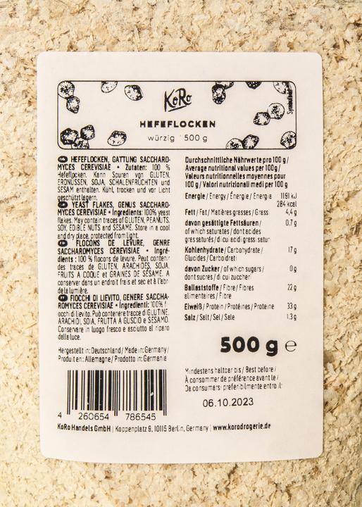 Valori nutrizionali e ingredienti KoRo Fiocchi di lievito (500 g)
